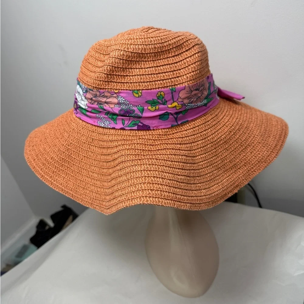 Janie & Jack Floral Bow Straw Hat Sz 4/5